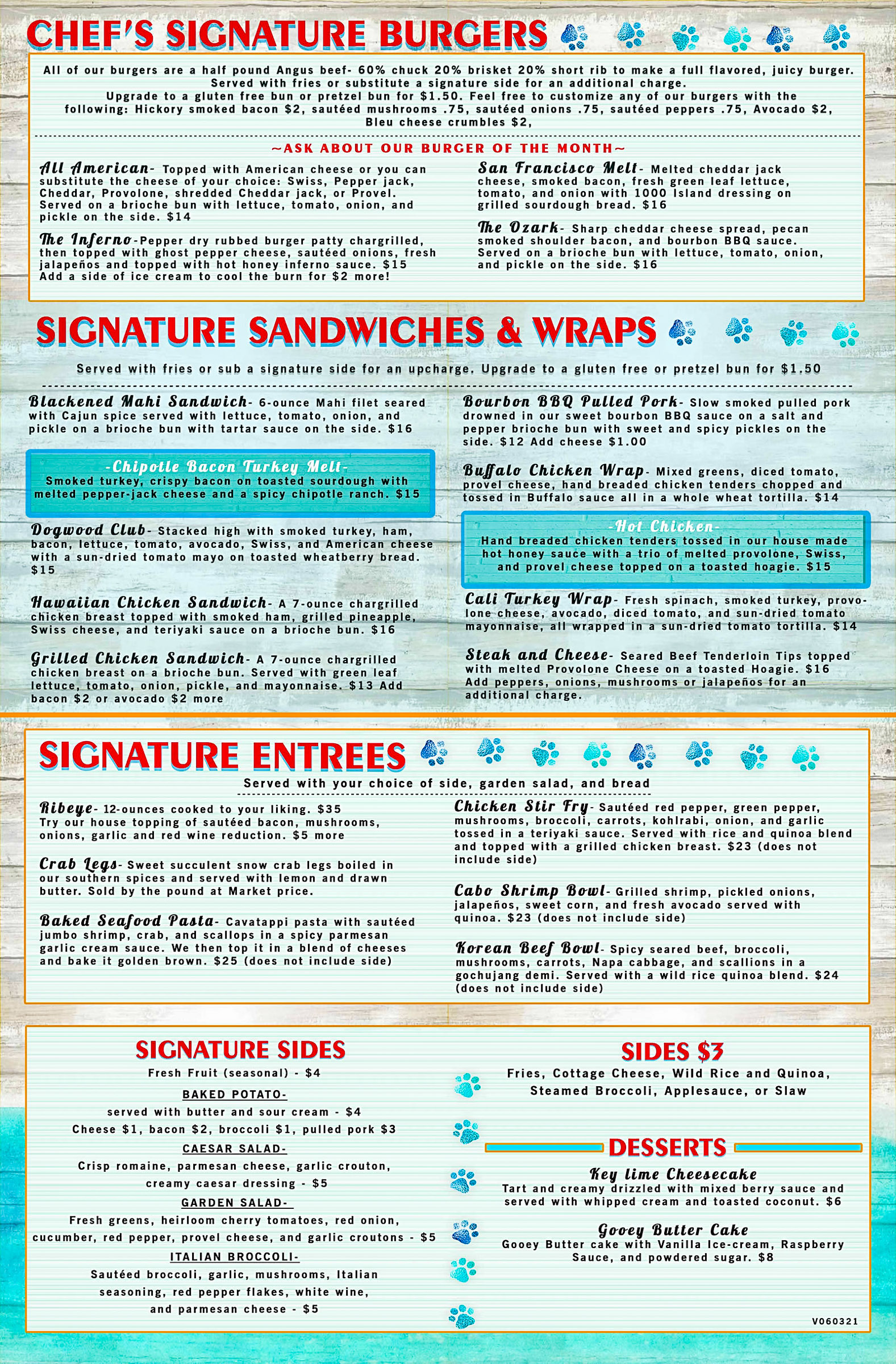 DD menu backside